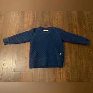 The Beaufort Bonnet Company Navy Quilted Crewneck Sweater with Small Yellow Logo